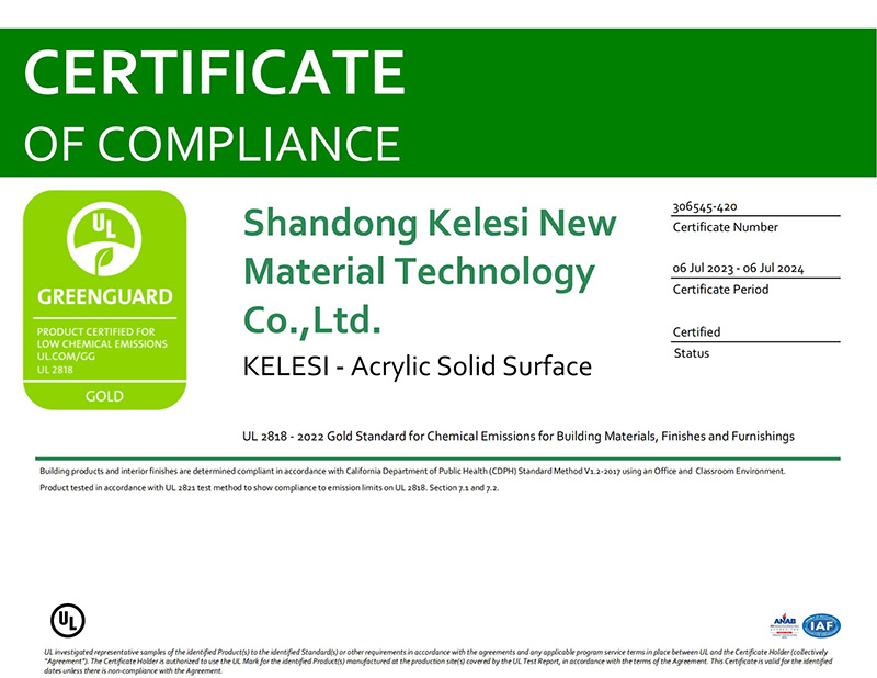 GREENGUARD Gold Certification(1)